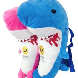 2-Pk Baby Shark Stuff Toy 3D Realistic Backpack - Pink & Blue